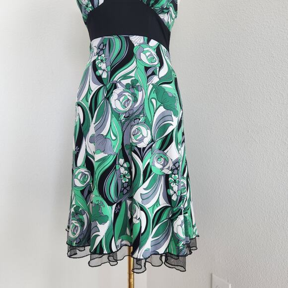 Y2K Speechless Green Black Funky Patterned Halter Dress M - Picture 3 of 11
